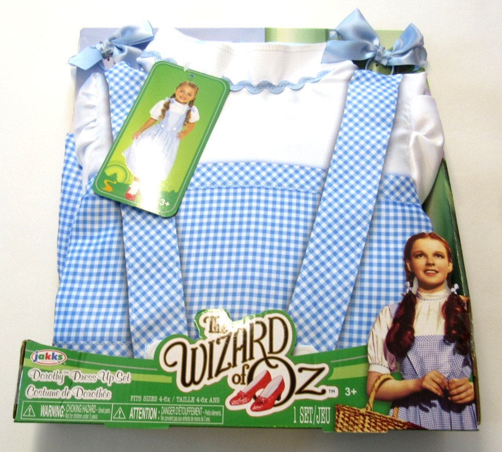 Wizard Of Oz Dorothy Costume Dress Up Set Jakks Pacific Size 4-6x DRESS AND BOWS